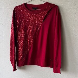 DKNY Crimson Sequin Pullover